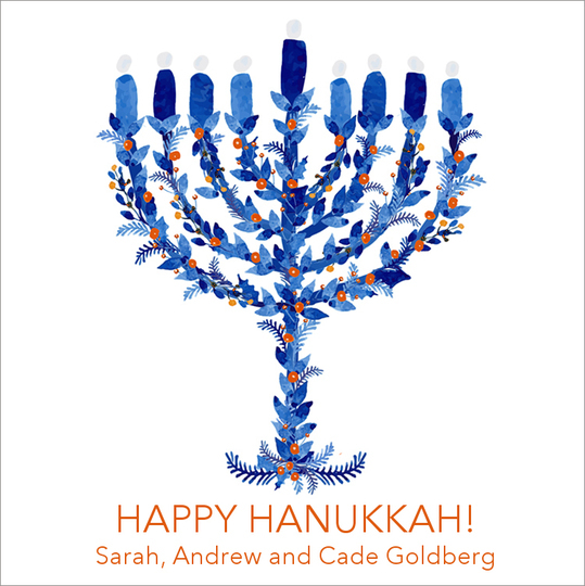 Hanukkah Menorah Square Gift Stickers